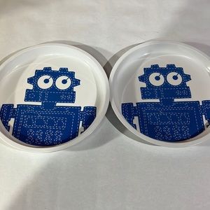Kids melamine rimmed plates dash robot – set of 2